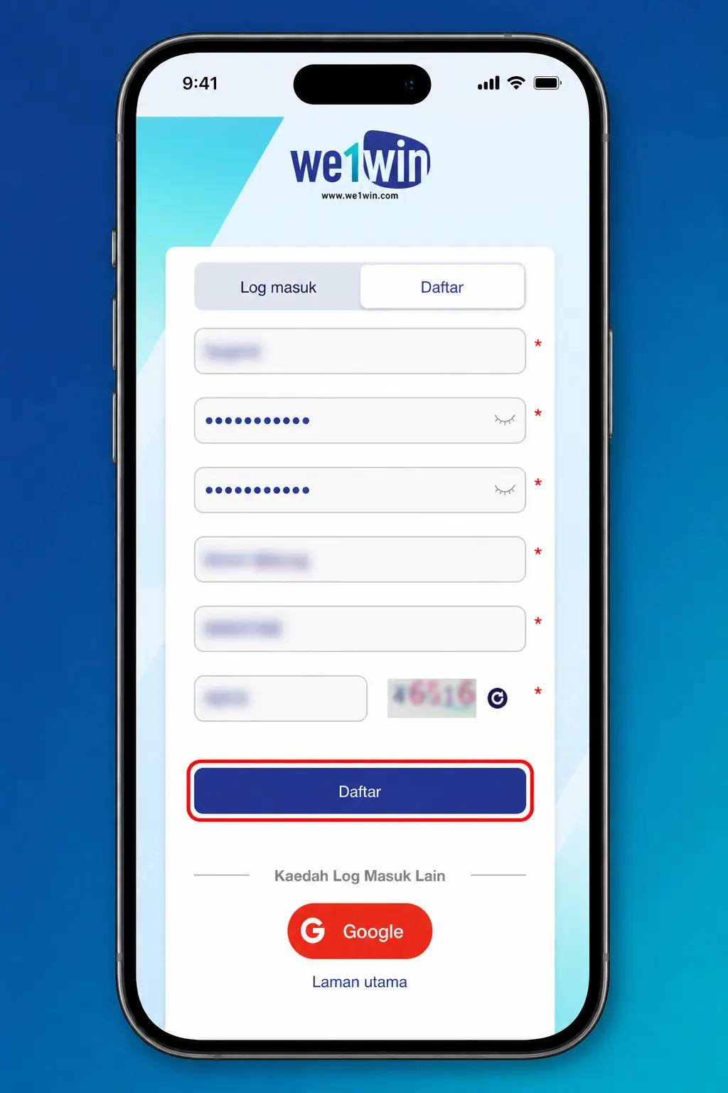 Step-by-step guide showing how to complete We1Win registration online and set up a new account in Malaysia.