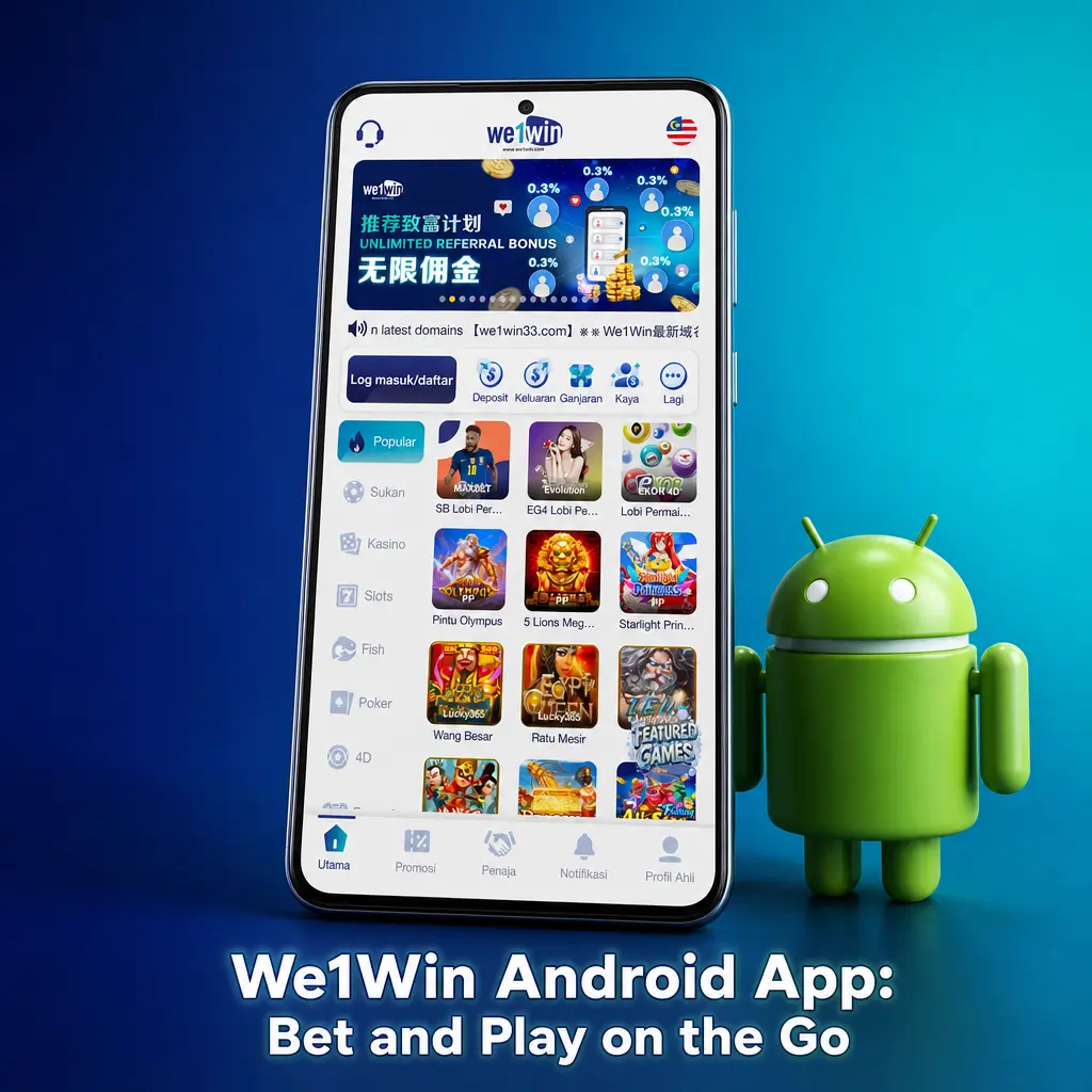 We1Win Android app icon showing free download for mobile sports betting and casino gaming on the go.