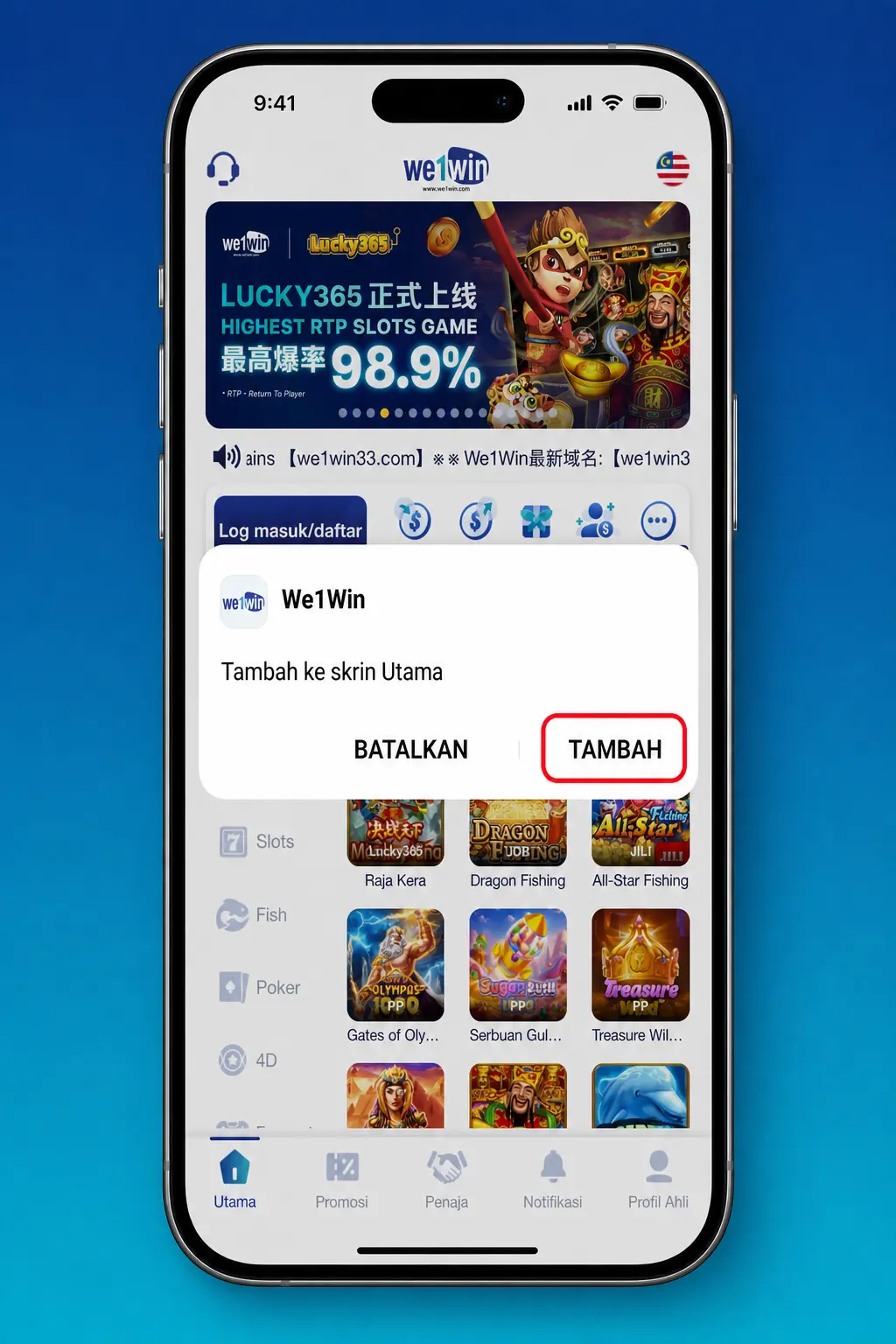We1Win APK installation on Android in 4 steps: download, confirm, enable unknown sources, and install.