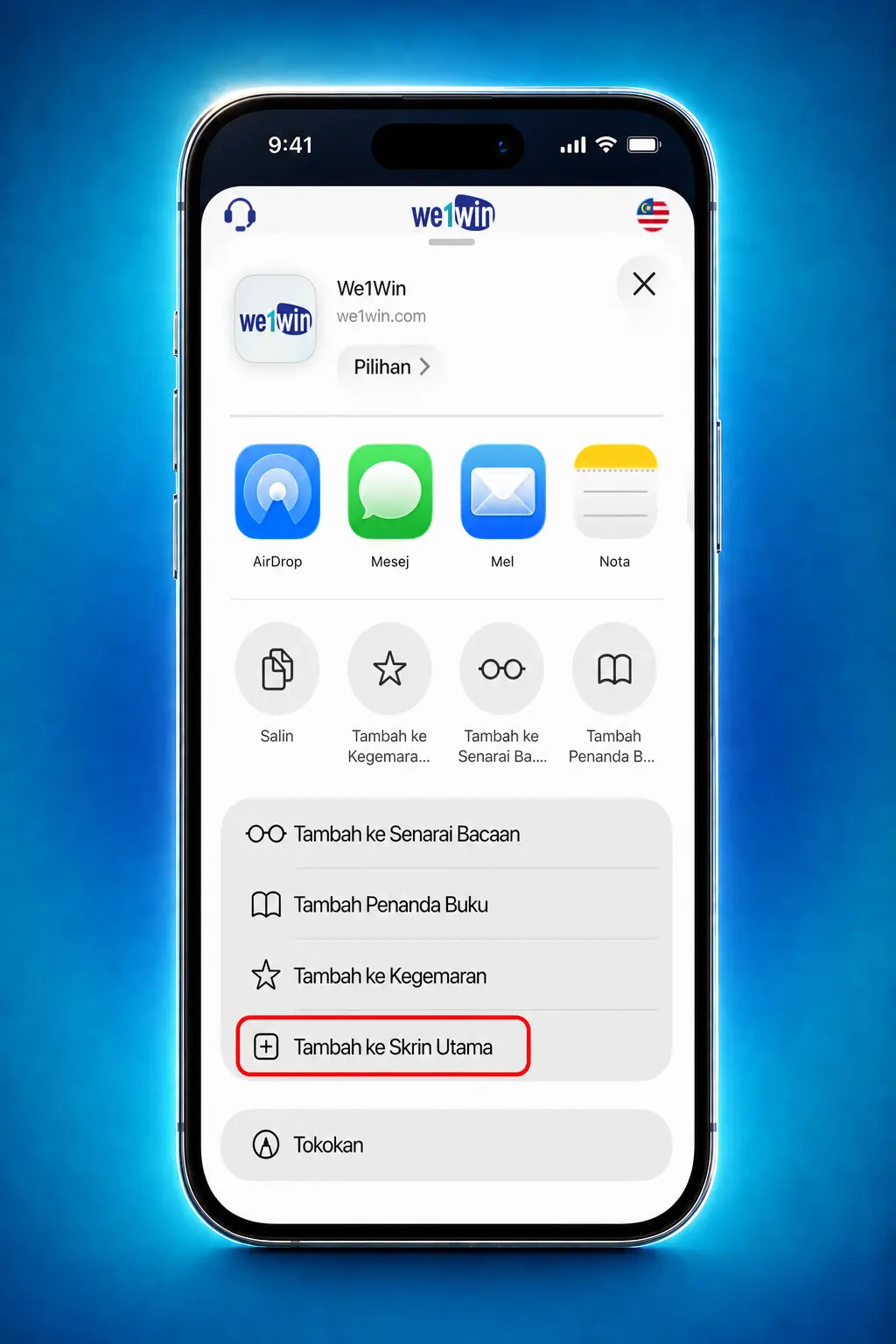 We1Win iOS installation steps showing Safari download and Trust settings for iPhone and iPad setup