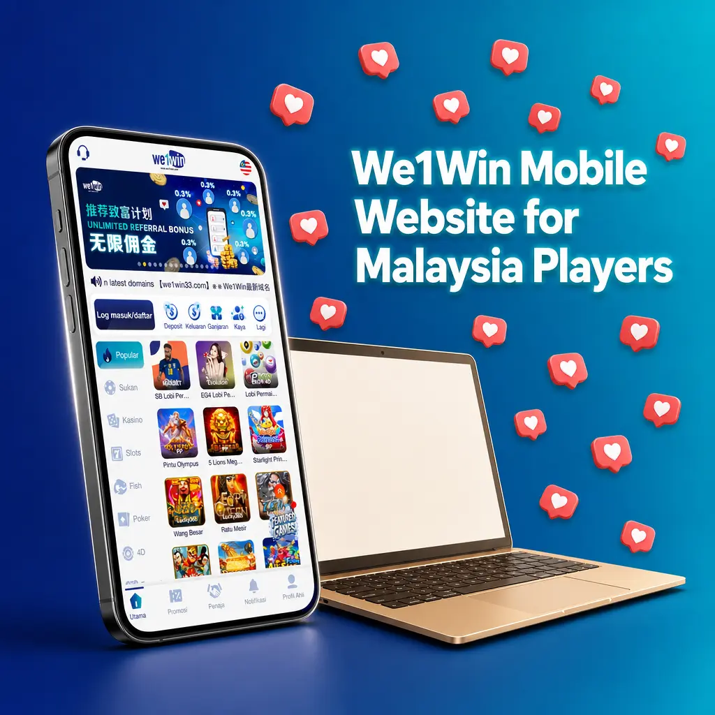 We1Win mobile website for Malaysia players offering sportsbook, casino slots, and live dealer games with no download needed
